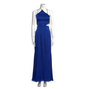 Fame & Partners Halterneck Long Dress Navy Royal Blue Size: XS | US 2